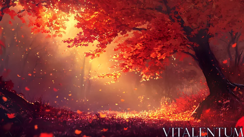 Incandescent Forest Canopy with Luminous Leaf Particles.