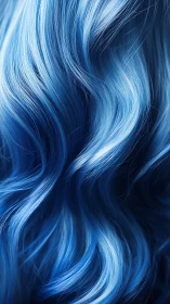 Electric sapphire waves of flowing blue fantasy hair.