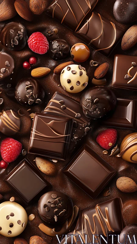 Chocolate Selection Arrangement with Nuts, Berries, and Cocoa
