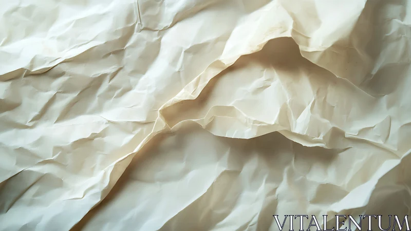 Close view of light beige crumpled paper texture surface