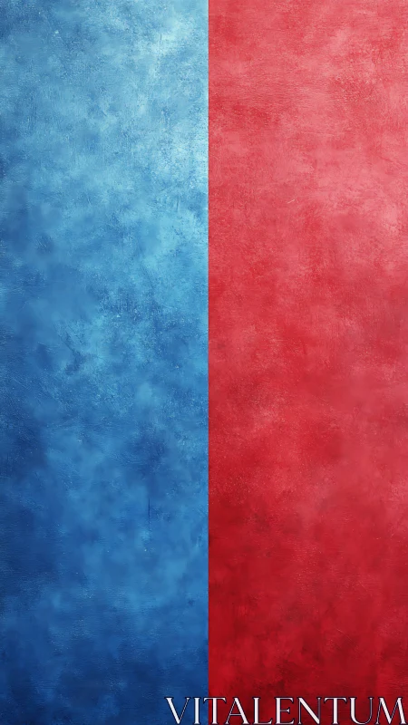 Bold blue and red textured wall inviting playful contrasts.