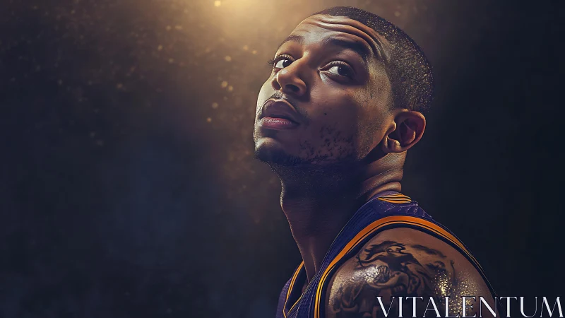 Stadium light crowns a focused player in quiet golden dust