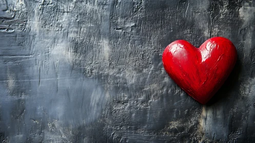 Red heart brings warmth to weathered gray urban canvas