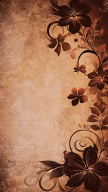 Warm vintage floral scroll with softly curling blossoms.