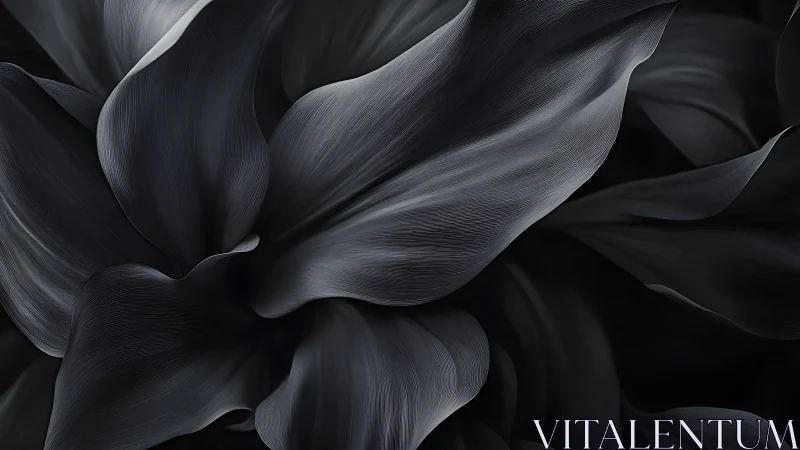 Monochrome macro foliage with sculpted laminar curvature.