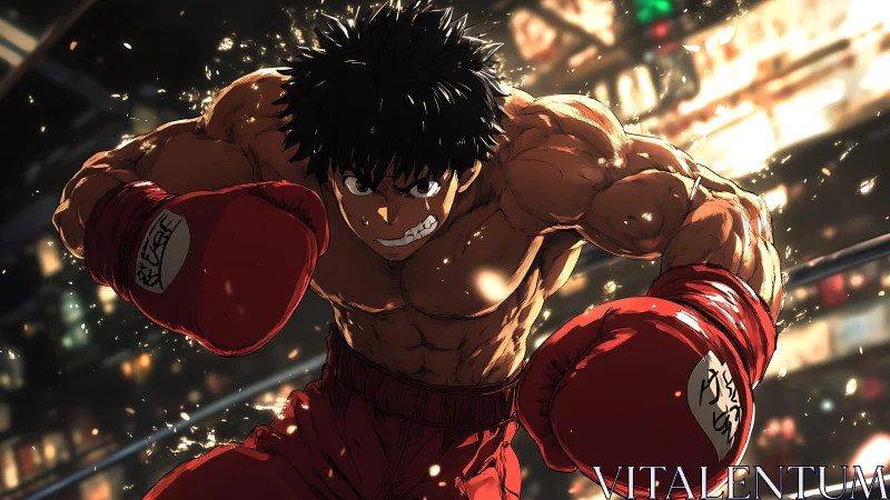 Boxer Unleashes Explosive Power in Stadium Arena