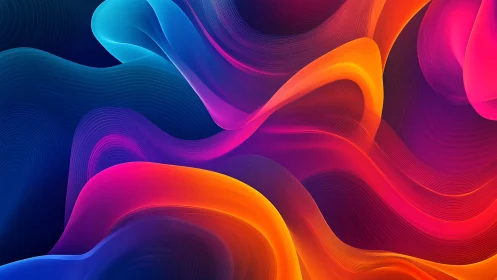 Colorful abstract waves form layered flowing digital curves