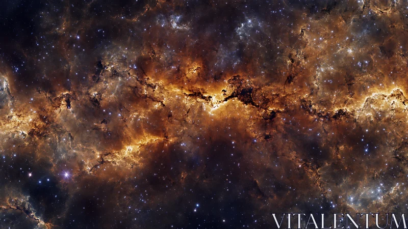 Nebula filaments crossing star-dense cosmic panorama.