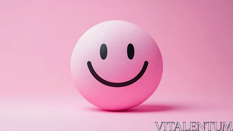 Minimal pink smiley sphere on monochrome backdrop.