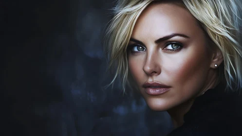 Intense blue eyed portrait with softly lit golden hair.