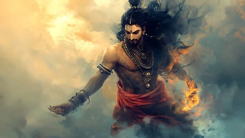 Storm-wreathed fire sage bends swirling clouds into quiet obedience