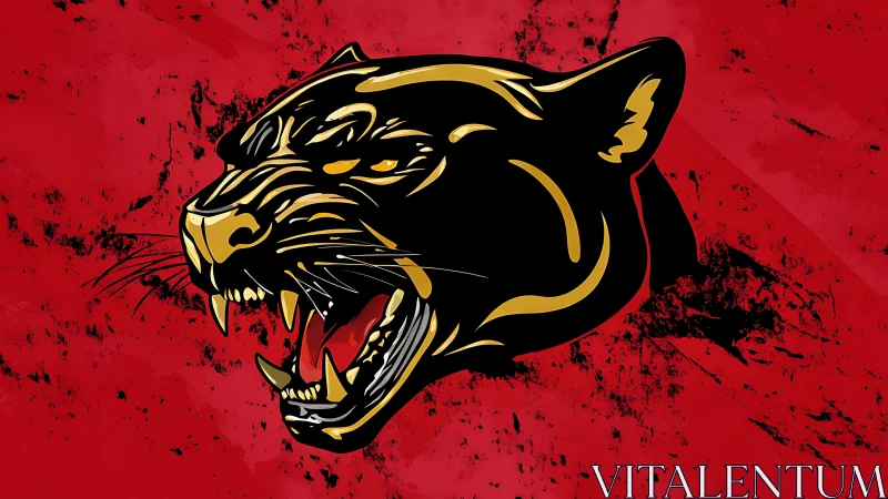 High-contrast vector panther head with aggressive snarl rendering