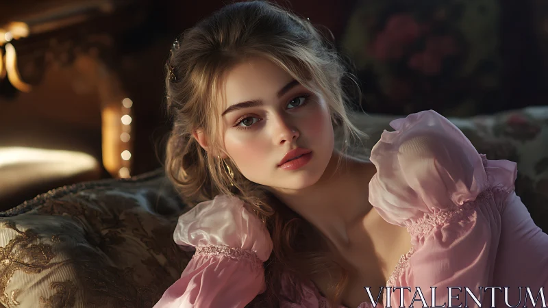 Cinematic portrait in diffused lamplight with translucent silk rendering.