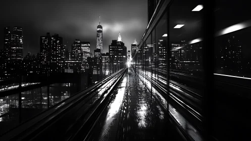 Midnight rails carve silver echoes through the neon skyline