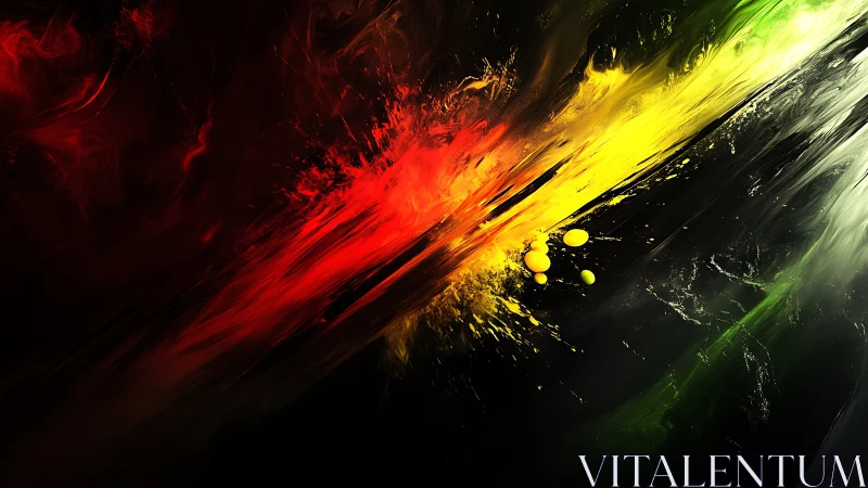 Radiant streaks of red, yellow, and green in bold motion.