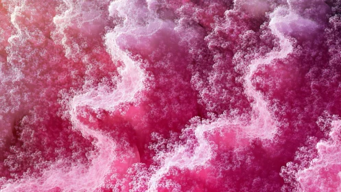 Pink fractal cloud patterns follow branching diagonal paths