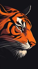 Tiger’s quiet power in bold orange and shadowed stripes.