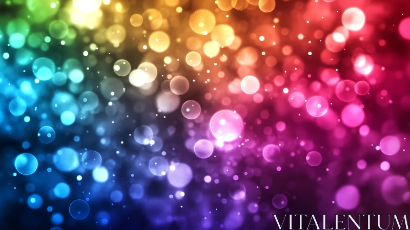 Rainbow bokeh lights shimmer across a vibrant abstract field.