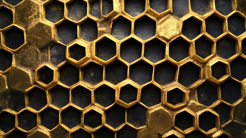 Golden honeycomb texture glows against deep shadowed backdrop.
