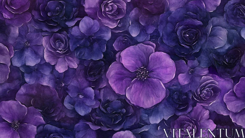 Purple Blooms Layered in Dense Floral Arrangement.