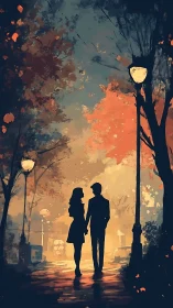 Two Hearts Navigate Luminous Autumn Streets.