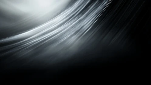 Silver light trails curve through a deep shadowed void.