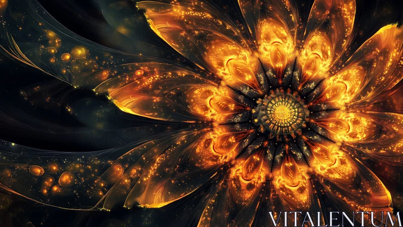 Solar petals whirl outward, forging a stellar bloom of fire