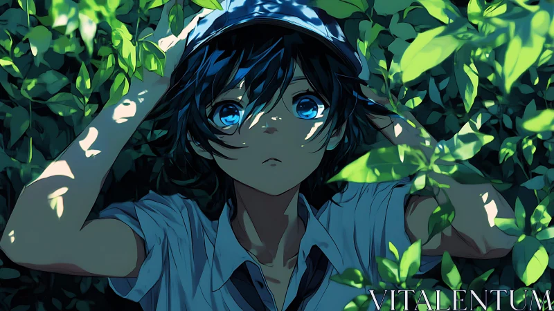 Blue‑eyed daydream lingers quietly beneath sunlit leaves