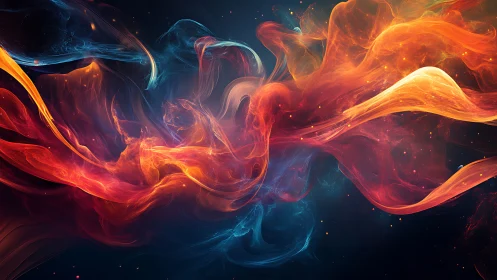 Abstract fluid dynamics visualization with chromatic separation.