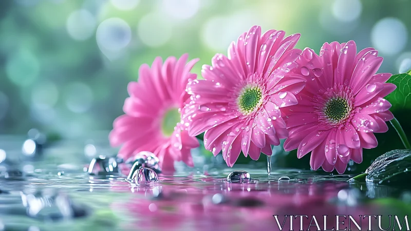 Magenta Gerberas Exhibit Hyper-Detailed Surface Droplet Morphology and Shallow Depth Field