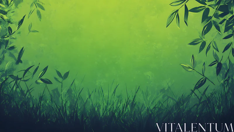 Layered botanical silhouettes with gradient light diffusion and atmospheric depth rendering