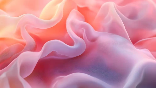 Soft translucent fabric folds in pink and orange gradient.