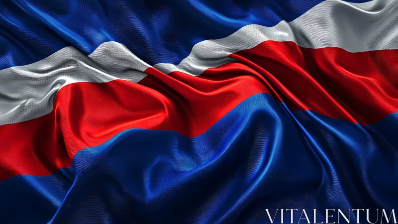 Rippling Costa Rica flag waves in bold red, white, and blue