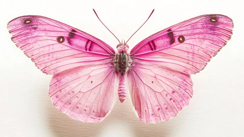Soft pink butterfly resting in calm, luminous daylight.