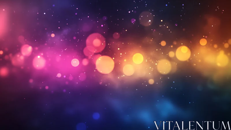 Glowing rainbow bokeh lights drifting through a dreamy night.