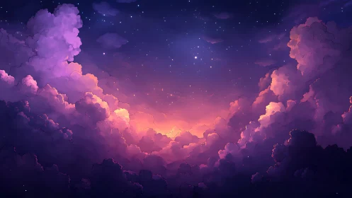 Twilight clouds cradle a glowing sky of soft starlight.