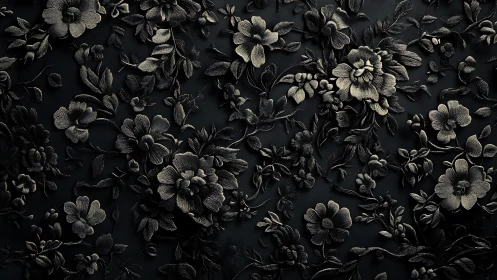 Embossed Floral Pattern on Dark Textured Surface