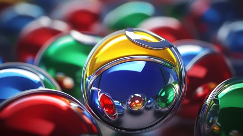 Chromed multicolored spheres display reflective surface behavior