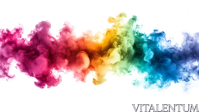 Horizontal colored ink cloud gradient on white background.