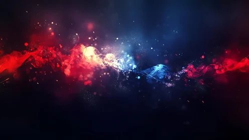 Vibrant Red and Blue Energy Waves in Abstract Digital Art.