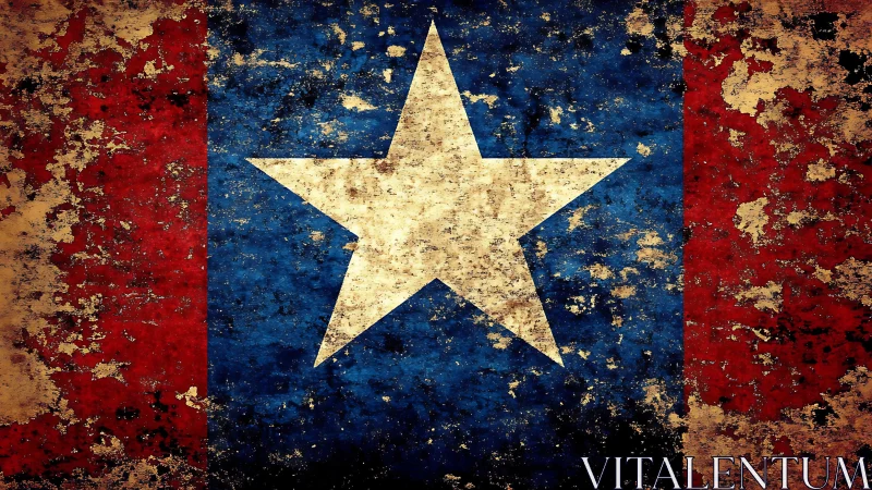 Weathered lone star flag fills frame with distressed color