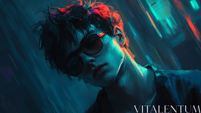 Neon-lit cyberpunk portrait with cinematic rim lighting focus.