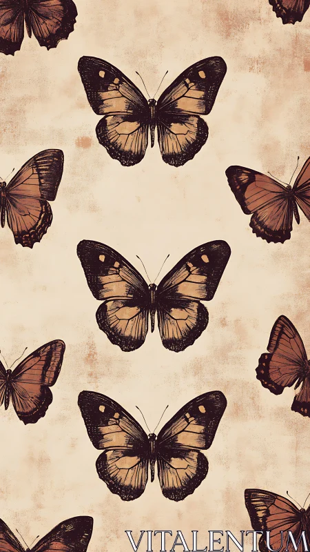 Sepia-tinted butterflies drift across weathered parchment sky.
