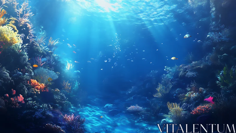 Sunlit coral cathedral where tiny reef wanderers glitter.