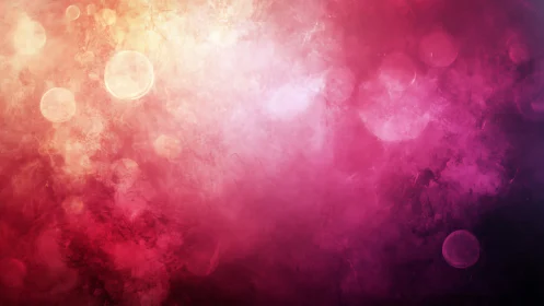 Rosy nebula drifts upward through glowing bubble light