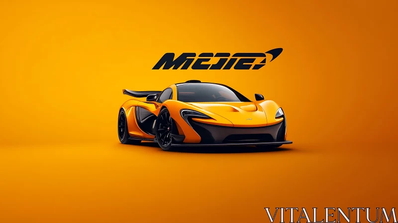 Orange hypercar render isolates aerodynamic form on vivid field