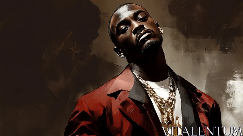 Crimson-jacket swagger leans into smoky urban twilight glare