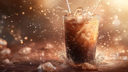 Dynamic Carbonated Beverage with Cryogenic Ice Splash.