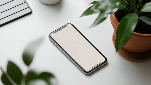 Smartphone's Zen Moment: Device Meets Botanical Serenity.