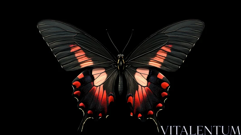 Velvet-winged butterfly glowing softly against night sky.